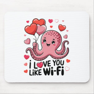 Oktopus mit Herz-Bylonen Ich Liebe Sie mögen Wi-Fi Mousepad
