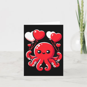 Oktopus mit Herzbylonen Adortable Valentine Da Karte