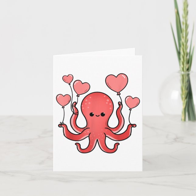 Oktopus mit Herzlöchern Valentinstag Octopus Karte (Vorderseite)