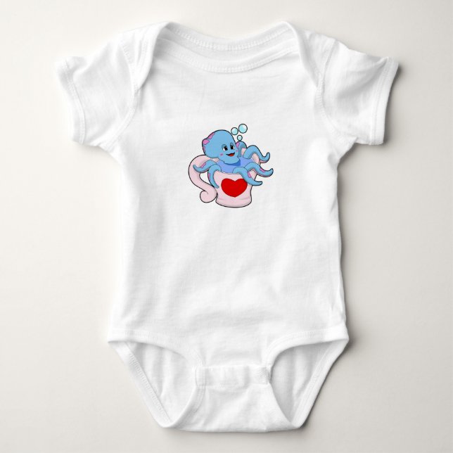 Oktopus mit Herzschlag.PNG Baby Strampler (Vorderseite)