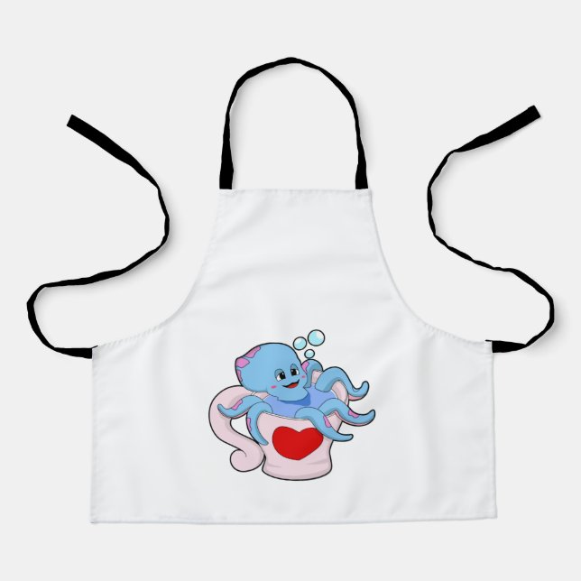 Oktopus mit Herzschlag.PNG Schürze (Vorderseite)