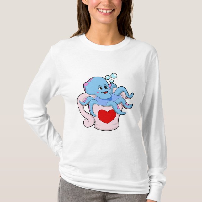 Oktopus mit Herzschlag.PNG T-Shirt (Vorderseite)