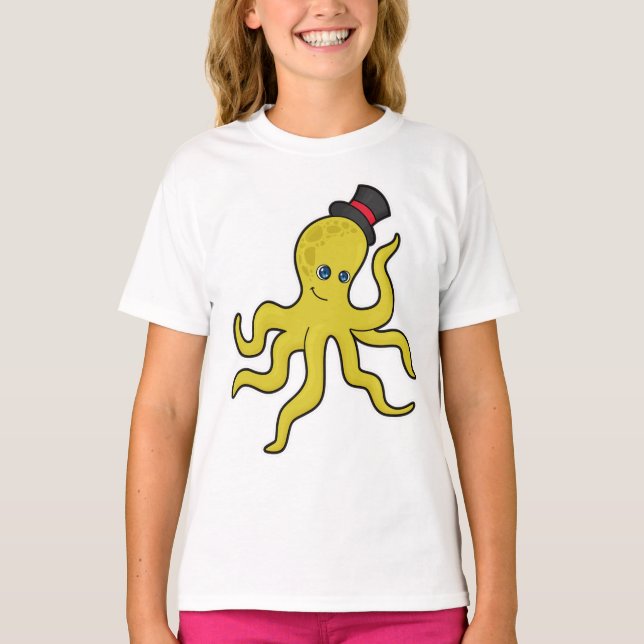 Oktopus mit Hut T-Shirt (Vorderseite)