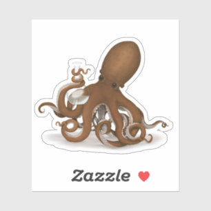 Oktopus mit Labrador Flask Science Chemie Steampun Aufkleber
