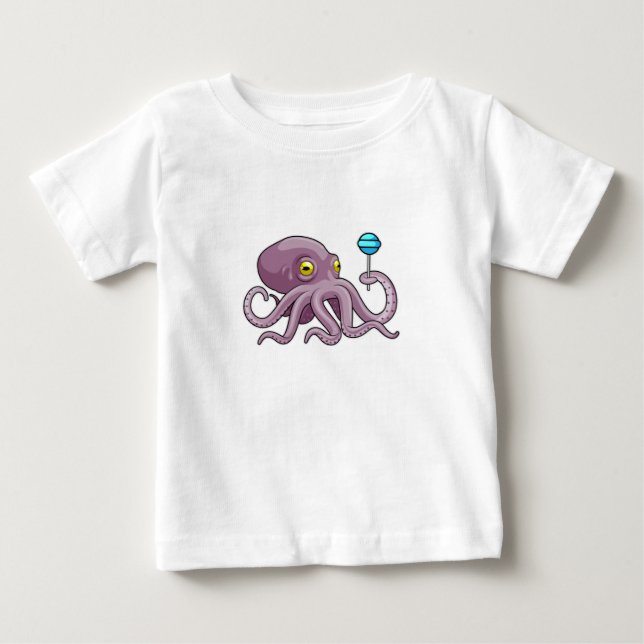 Oktopus mit Lollipop Baby T-shirt (Vorderseite)