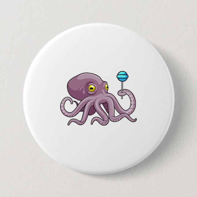 Oktopus mit Lollipop Button (Vorderseite)