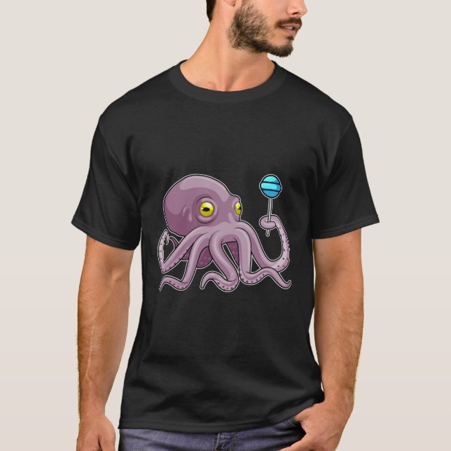 Oktopus mit Lollipop T-Shirt (Vorderseite)