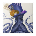 Oktopus mit Nautikhut Fliese<br><div class="desc">Octopus Nautical Hat von Fab Funky. Ein extravaganter Oktopus mit einem unterhaltsamen,  nautischen Tophat mit Meereswelt geschmückt.|19104D</div>