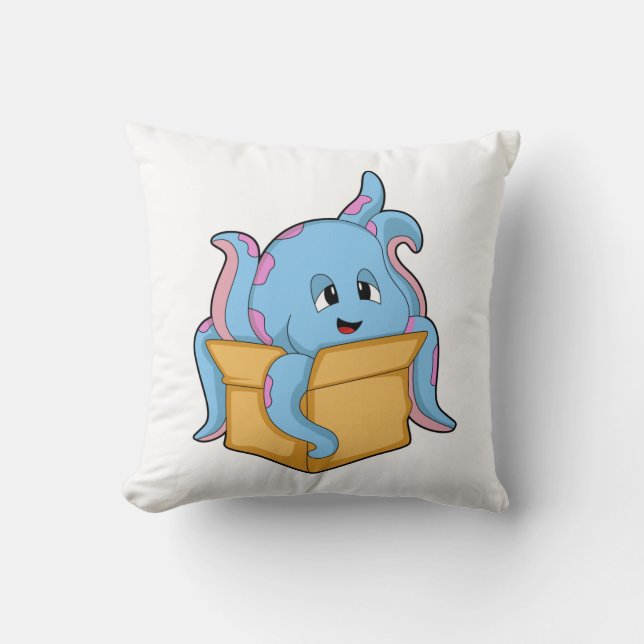 Oktopus mit Packet.PNG Kissen (Vorderseite)
