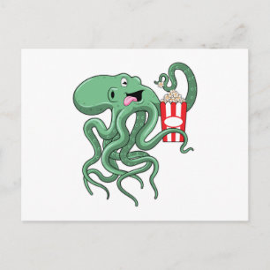 Oktopus mit Popcorn Postkarte