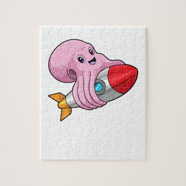 Oktopus mit Rakete (Vertikal)