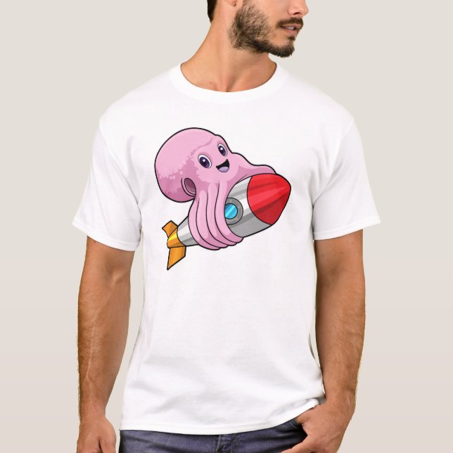 Oktopus mit Rakete T-Shirt (Vorderseite)