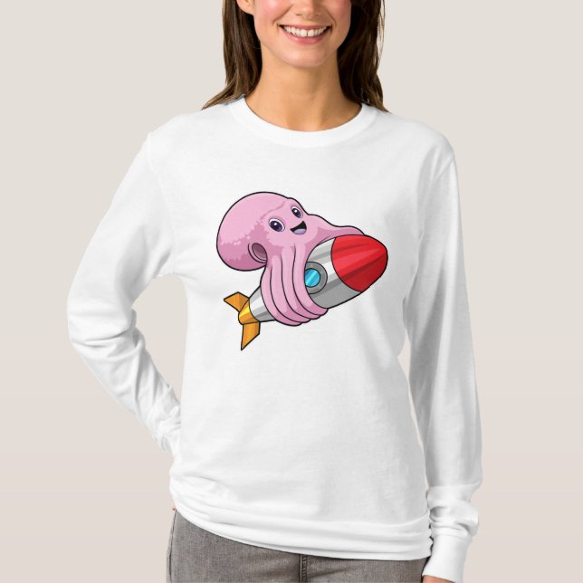 Oktopus mit Rakete T-Shirt (Vorderseite)