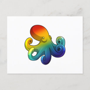 Oktopus mit Regenbogen Postkarte