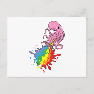 Oktopus mit Regenbogen Postkarte