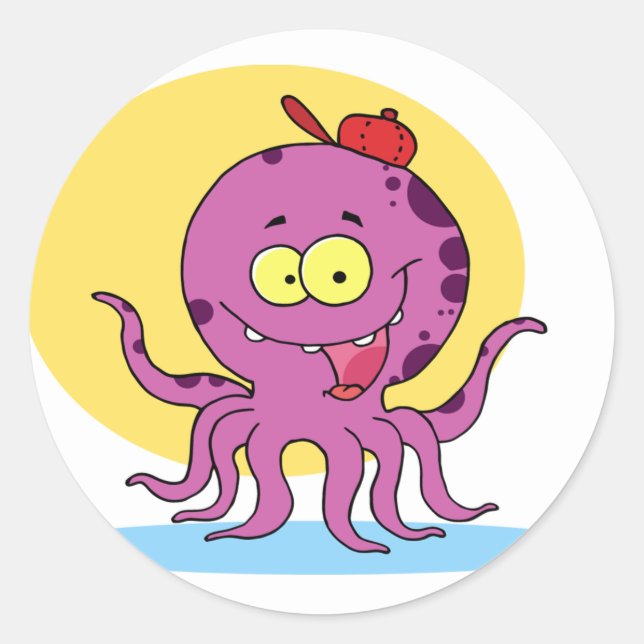 Oktopus mit roten Klappklebern Runder Aufkleber (Vorderseite)
