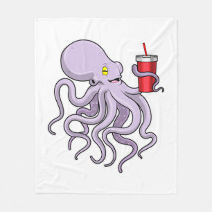 Oktopus mit trinkender Tasse Fleecedecke