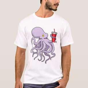 Oktopus mit trinkender Tasse T-Shirt