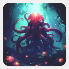 Oktopus Mythische Nautik unter Meereslebewesen Quadratischer Aufkleber