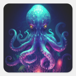 Oktopus Mythische Nautik unter Meereslebewesen Quadratischer Aufkleber