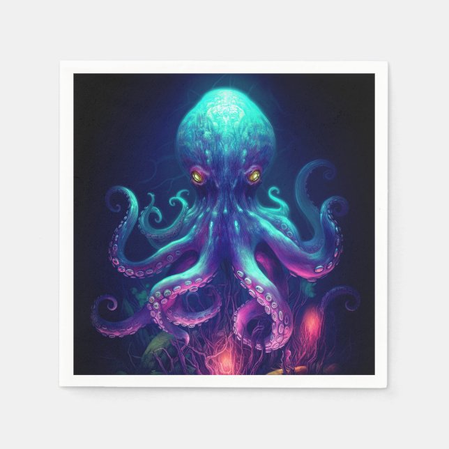 Oktopus Mythische Nautik unter Meereslebewesen Serviette (Vorderseite)