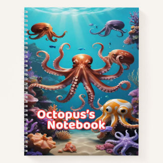 Oktopus Notizbuch für Kinder | Breit liniert Spira