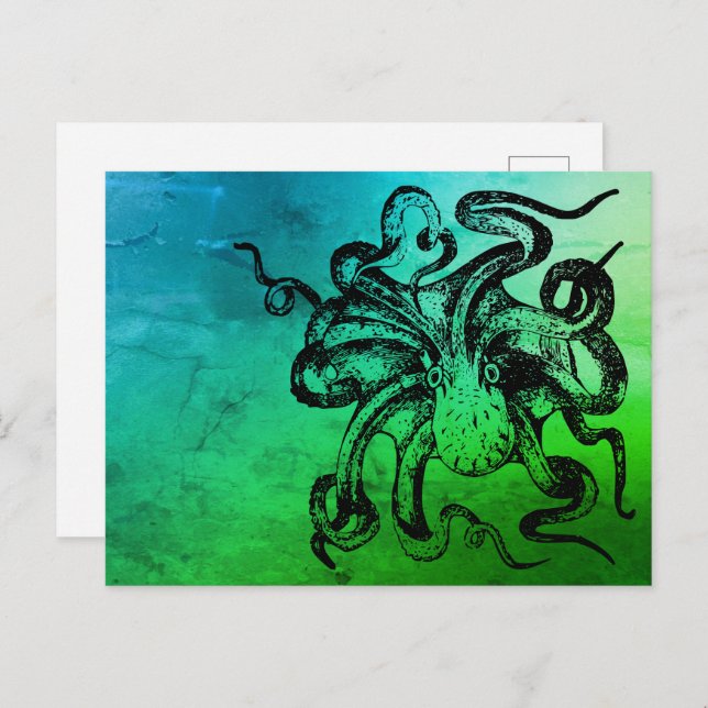 Oktopus Postkarte (Vorne/Hinten)