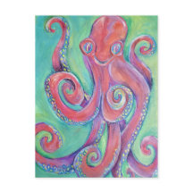 Oktopus-Postkarte