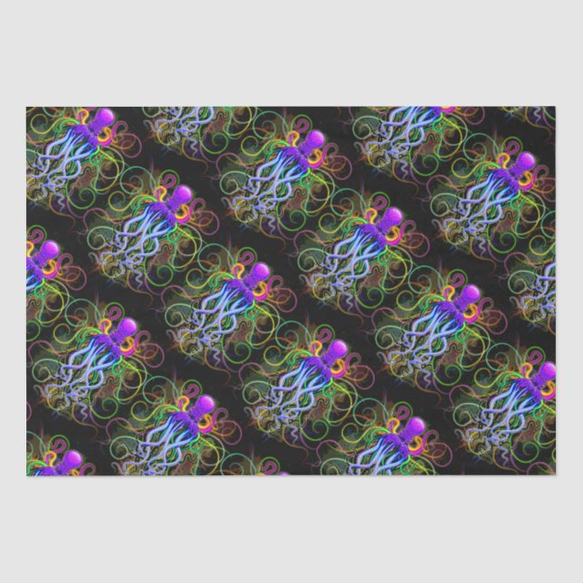 Oktopus Psychedelische Lumineszenz Seidenpapier (Vorderseite)