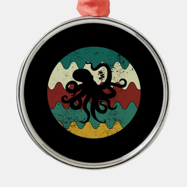 Oktopus Retro Ornament Aus Metall (Vorne)