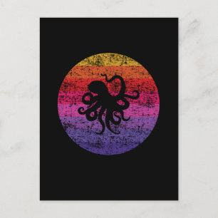 Oktopus Retro Postkarte