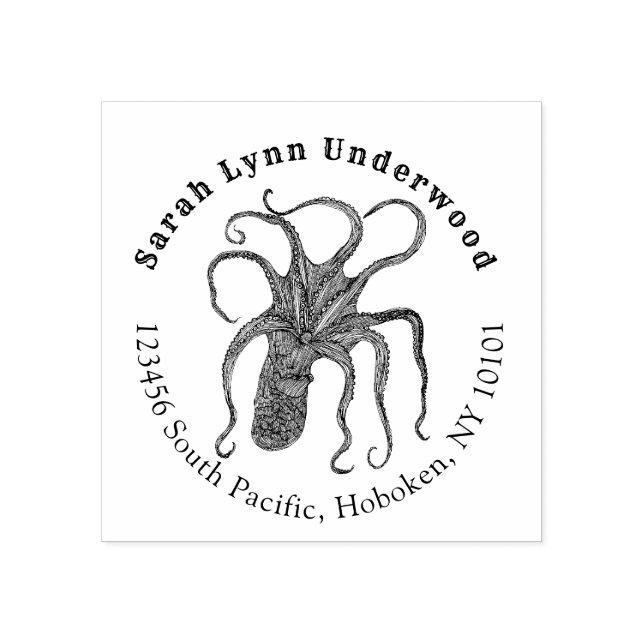 Oktopus-Rücksendeadresse-Briefmarke Gummistempel (Prägung)