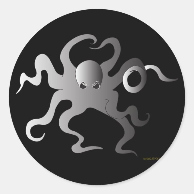 Oktopus Runder Aufkleber (Vorderseite)