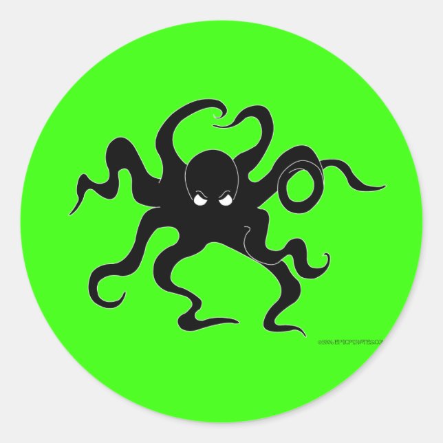 Oktopus Runder Aufkleber (Vorderseite)