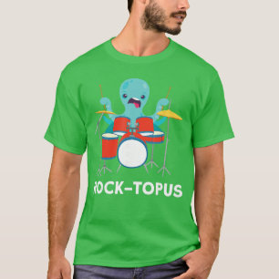 Oktopus spielt Schlagzeug Cool Rock Band Schlagzeu T-Shirt