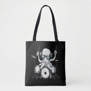 Oktopus spielt Schlagzeug Schlagzeugspieler Drumme Tasche