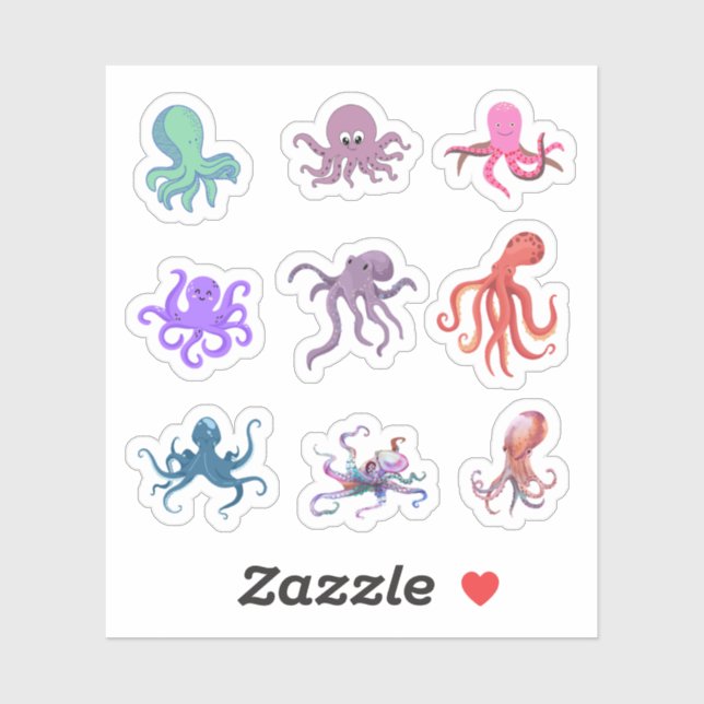 Oktopus Stickers Aufkleber (Blatt)