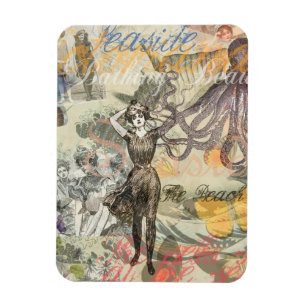 Oktopus Strandurlaub viktorianischer Gothic-Spaß Magnet