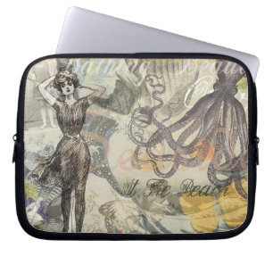 Oktopus Strandurlaub viktorianischer gotischer Spa Laptopschutzhülle
