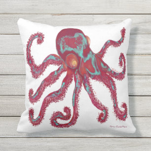 Oktopus - Tiefenmaroon Kissen
