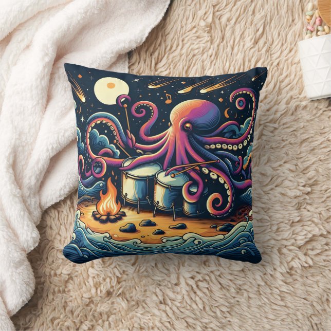 Oktopus Trommeln am Campfire unter Sternen Kissen (Decke)