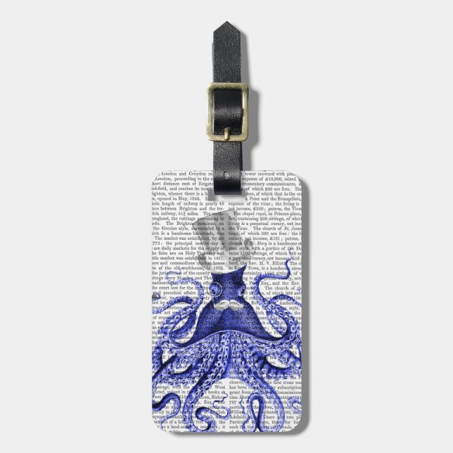 Oktopus über Stadt Gepäckanhänger (Vorderseite vertikal)