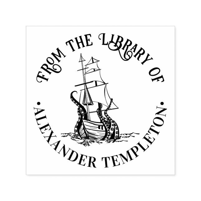 Oktopus ummantelt Schiffsbibliotheksname Permastempel (Design)