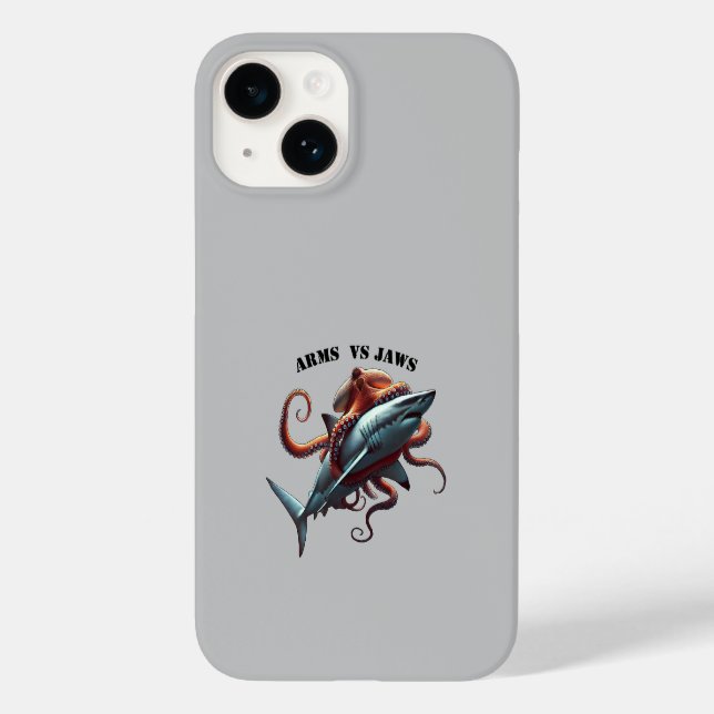 Oktopus umschlungen um einen großen weißen Hai URM Case-Mate iPhone 14 Hülle (Rückseite)