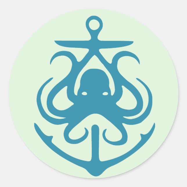Oktopus- und Ankerkleber Runder Aufkleber (Vorderseite)
