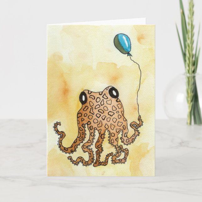 Oktopus und Ballon Karte (Vorderseite)