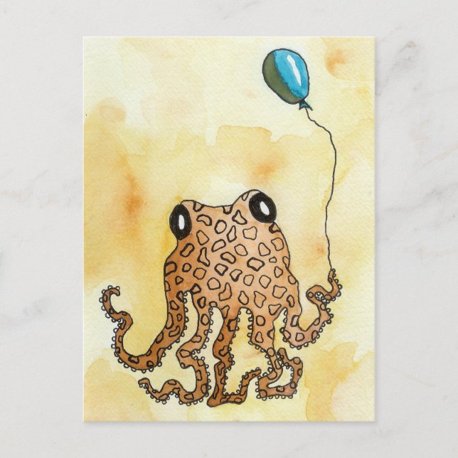 Oktopus und Ballon Postkarte (Vorderseite)