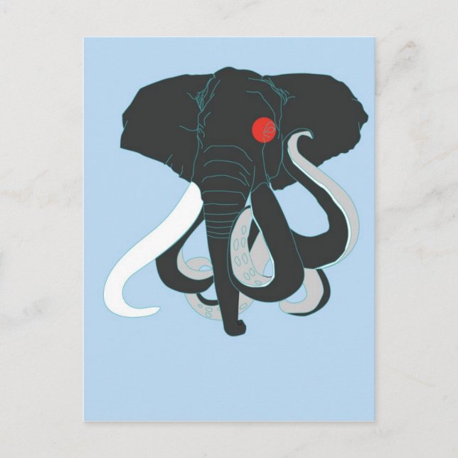 Oktopus und Elefant Postkarte (Vorderseite)