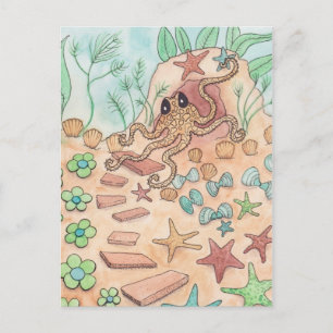 Oktopus und sein Garten Postkarte