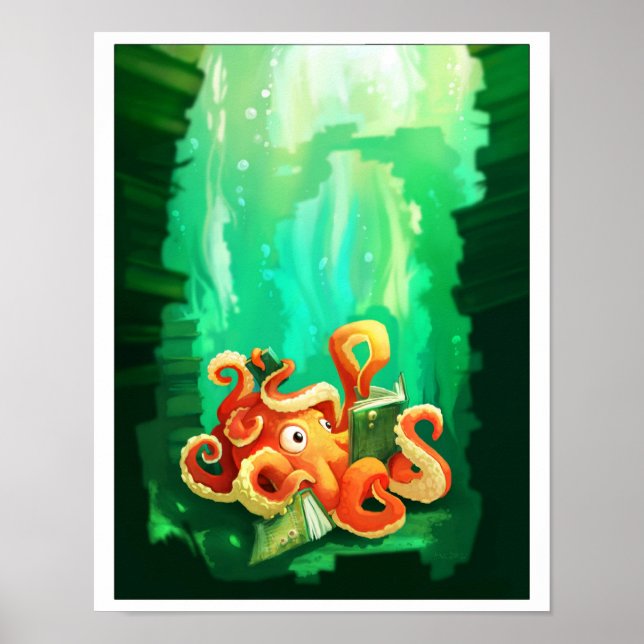 Oktopus und seine Bücher Poster (Vorne)
